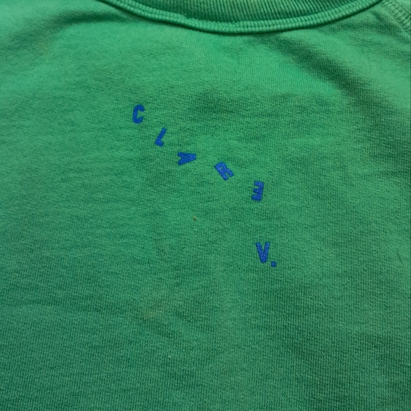 Clare V Sweatshirt French Terry Embroidered Green Size L - Picture 5 of 9